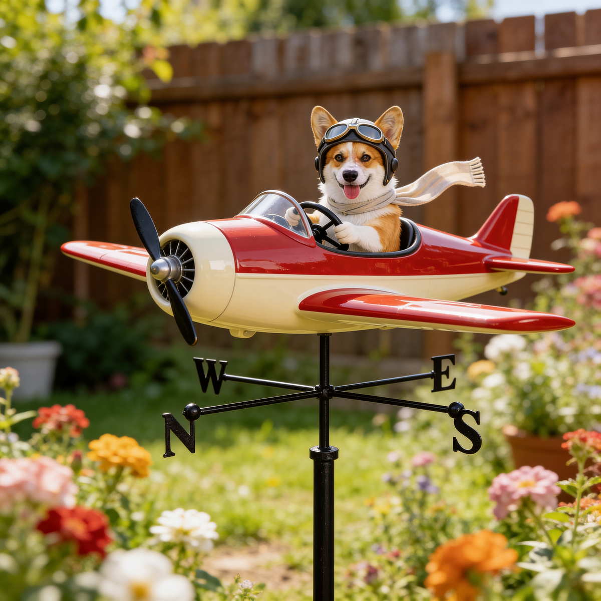 Custom Photo Siberian Husky Pilot Weather Vane, Garden Pet Lover Yard Decor