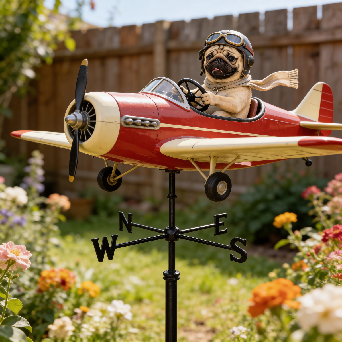 Custom Photo Curly Poodle Pilot Weather Vane Garden Pet Lover Gift
