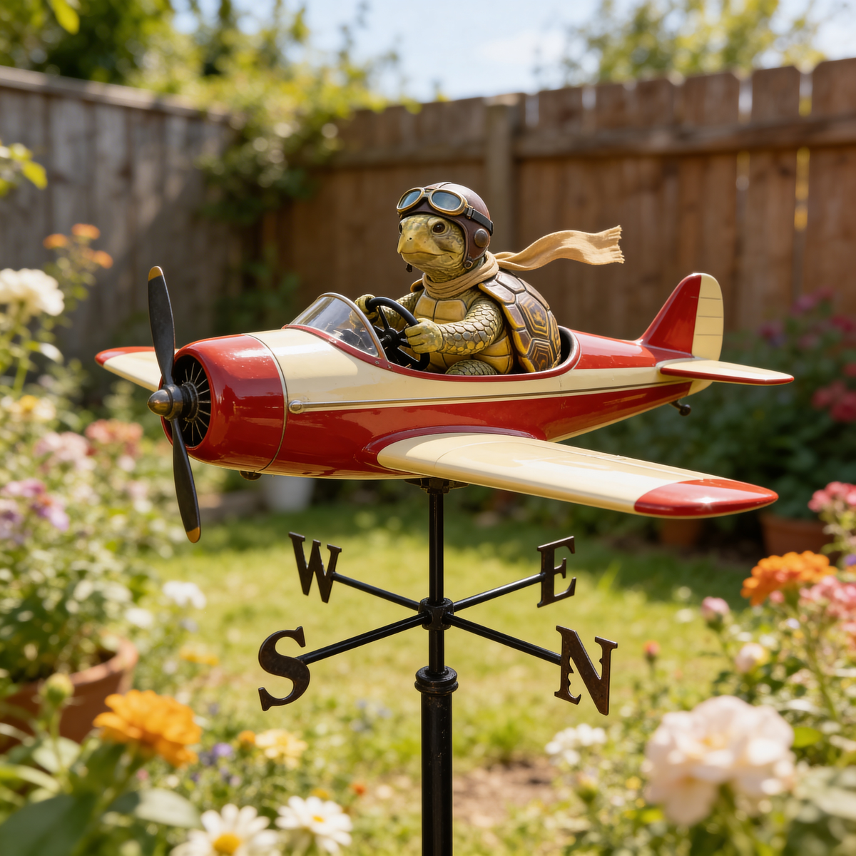 Custom Photo Golden Retriever Pilot Airplane Weather Vane, Garden Pet Lover Gift