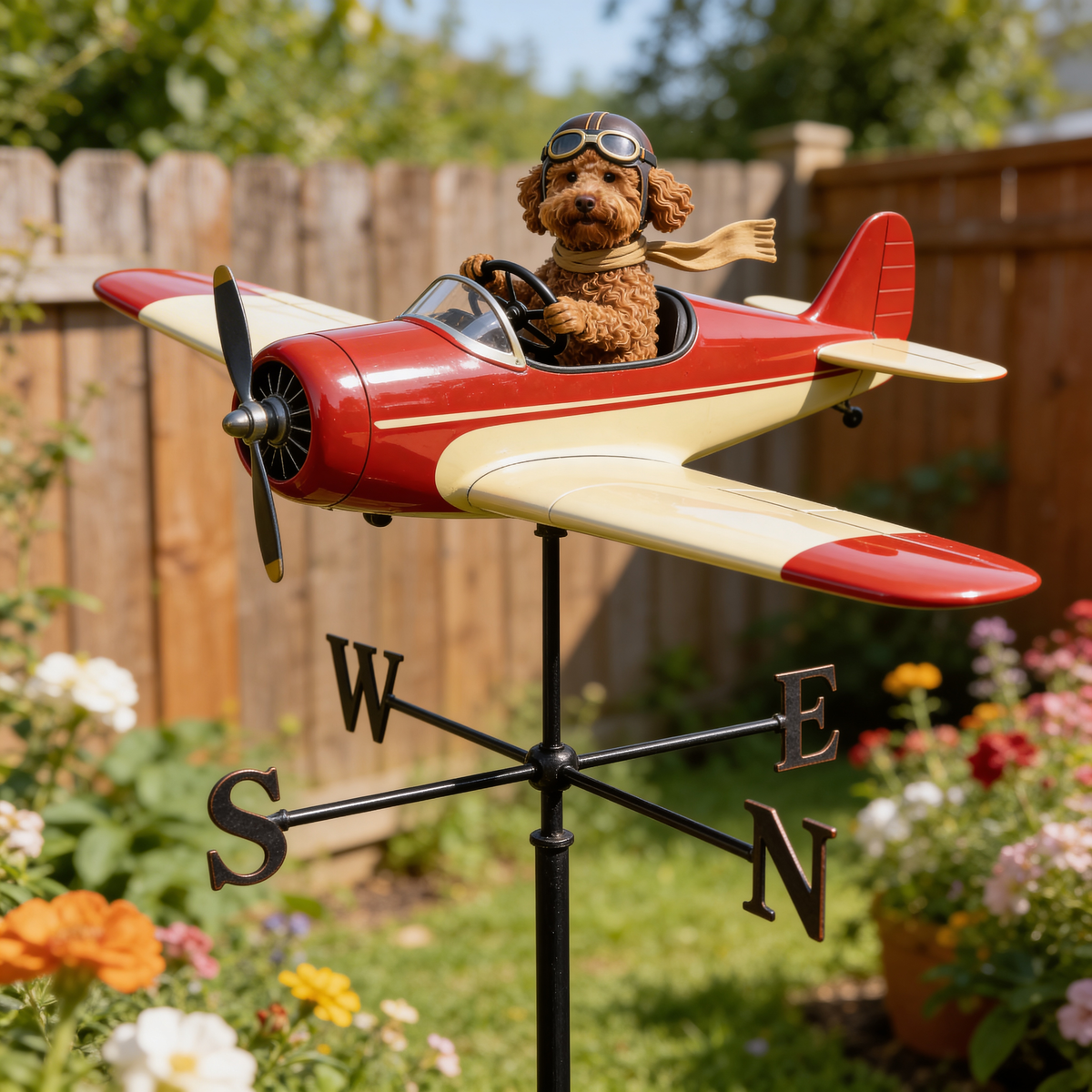 Custom Photo Cute Chihuahua Pilot Weather Vane, Garden Pet Lover Gift