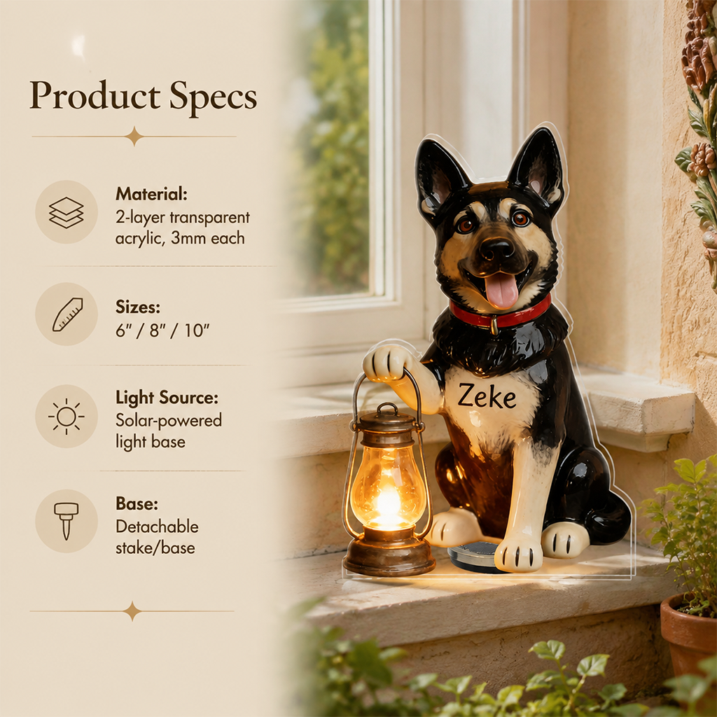 Personalized Light Golden Retriever Solar Acrylic Light Garden Decor