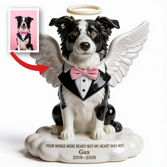 Custom Photo Border Collie Angel Memorial Shaped Acrylic Plaque Pet Loss Gift
