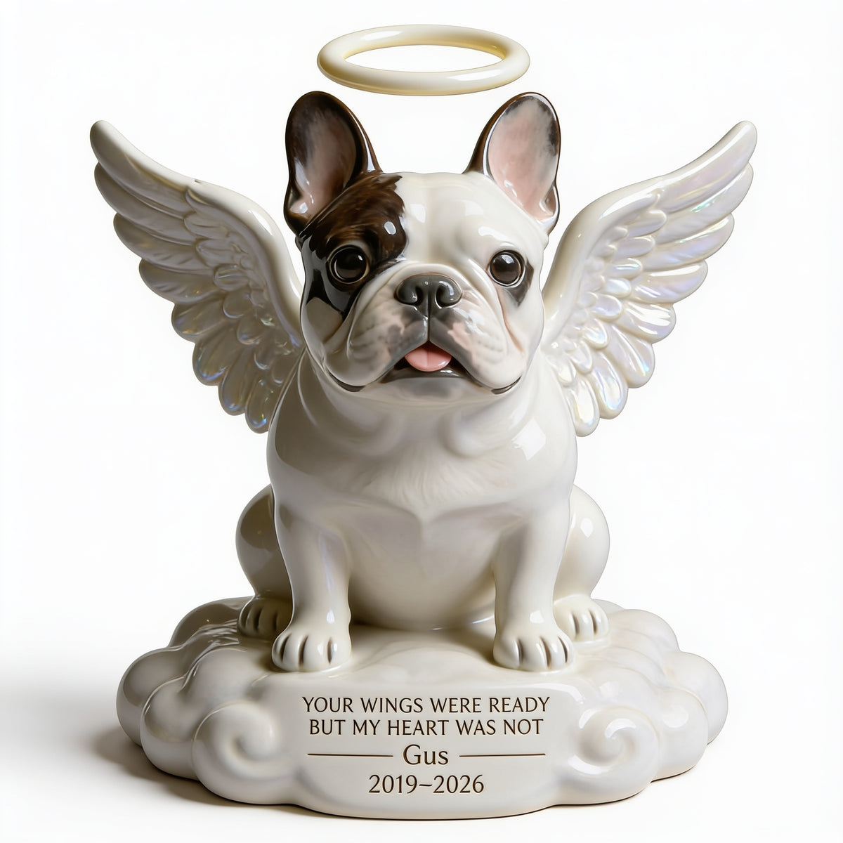 Plaque Acrylique Personnalisée en Forme d'Ange pour Bulldog Français