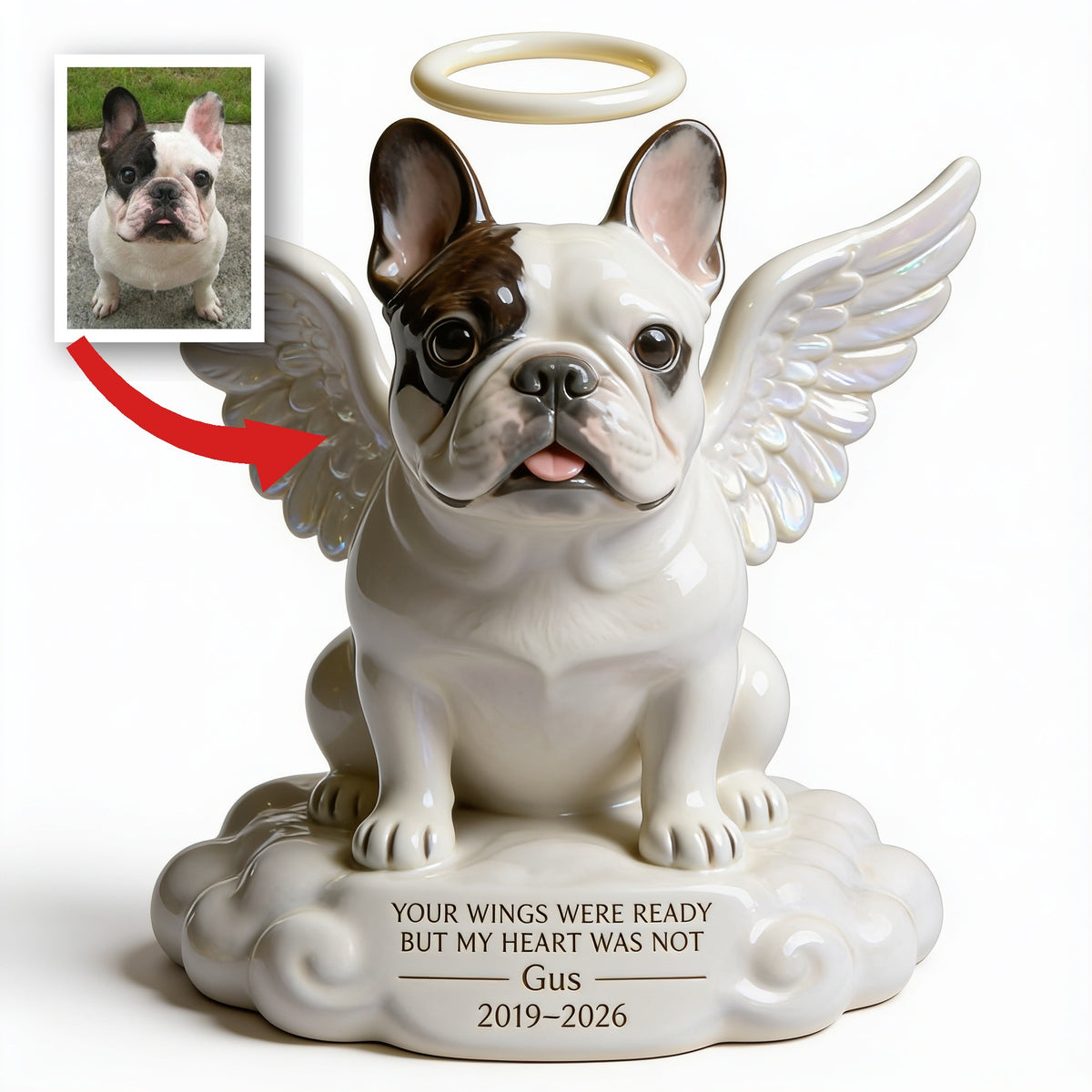 Plaque Acrylique Personnalisée en Forme d'Ange pour Bulldog Français
