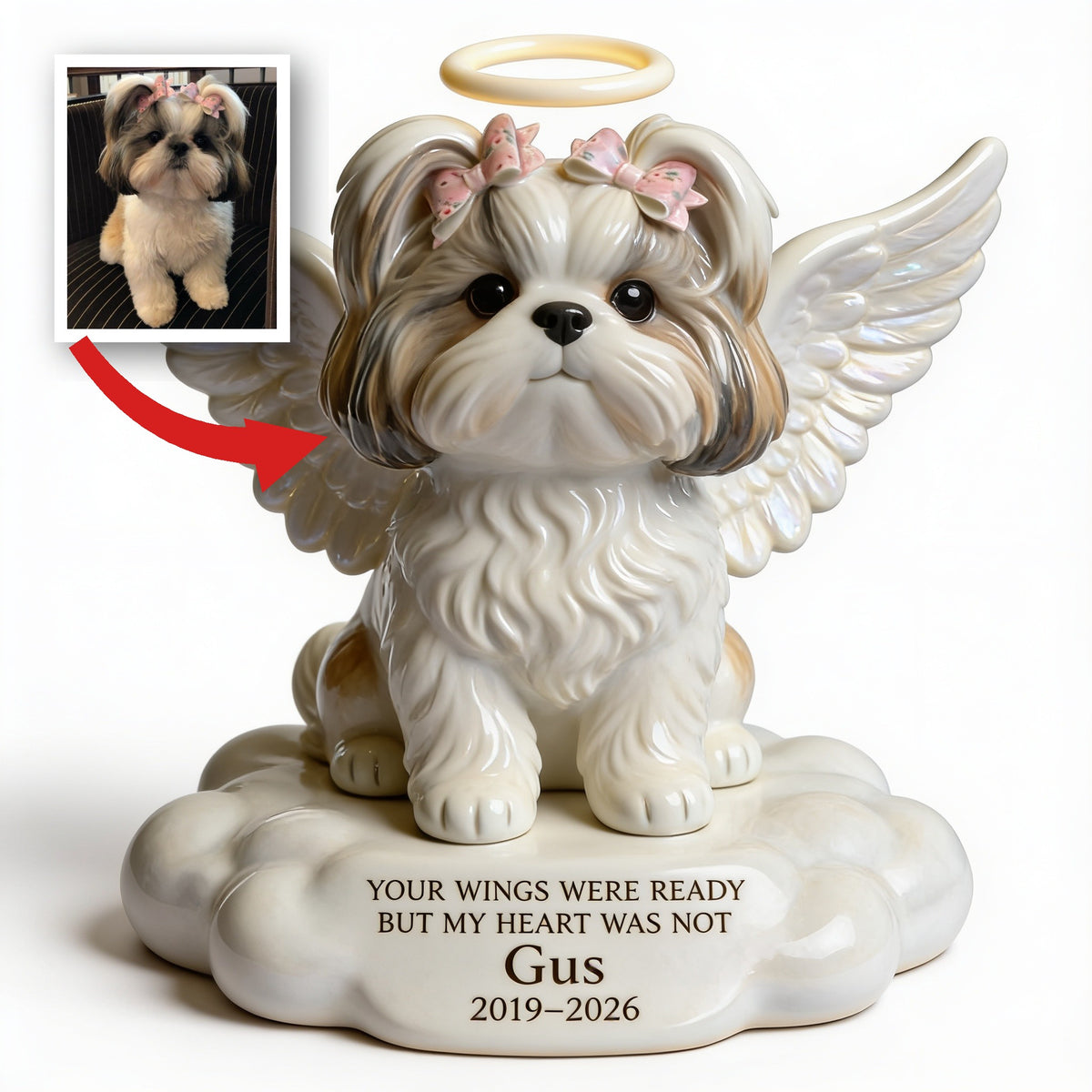 Custom Photo Angel Shih Tzu Memorial Custom Shaped Acrylic Plaque Pet Loss Gift