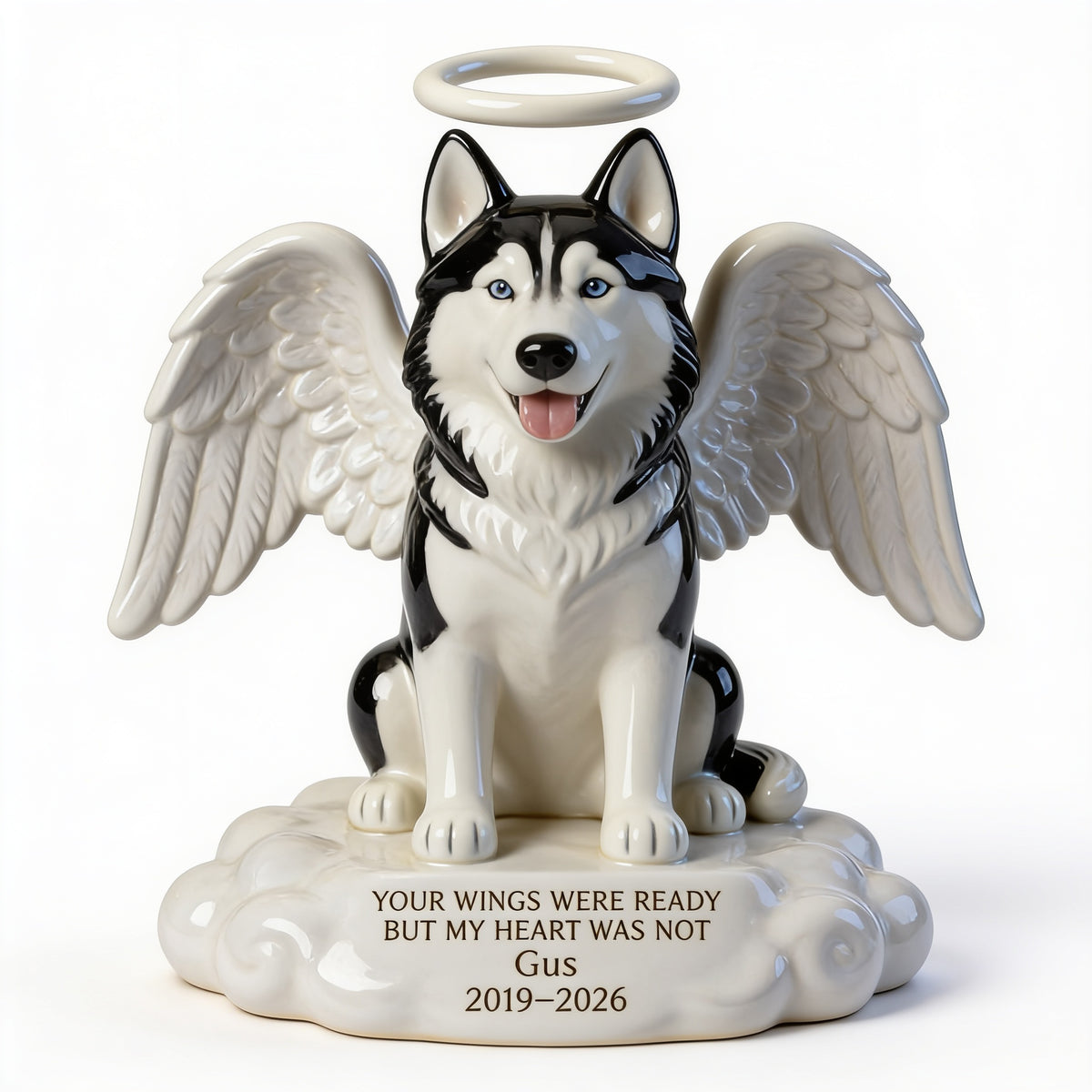 Custom Photo Siberian Husky Angel Memorial Shaped Acrylic Plaque Pet Memorial Gift