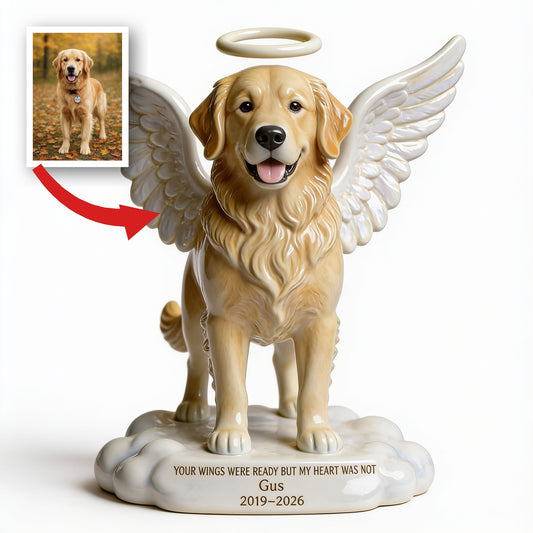 Custom Photo Golden Retriever Angel Memorial Shaped Acrylic Plaque Pet Loss Keepsake