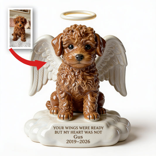 Custom Photo Brown Toy Poodle Angel Dog Memorial Custom Shaped Acrylic Plaque Pet Loss Keepsake