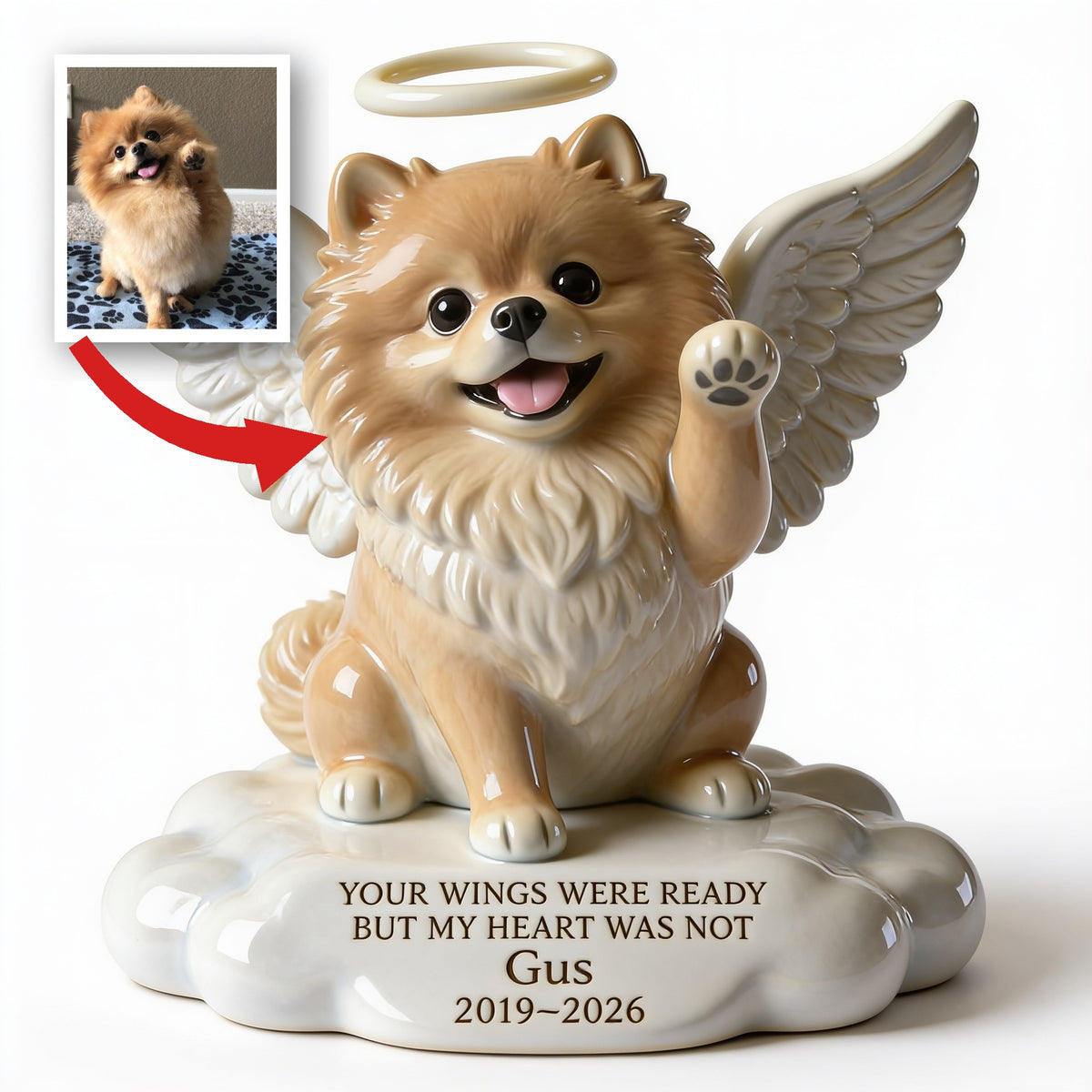 Plaque Acrylique Mémorial Personnalisée pour Chien Pomeranien Fluffy