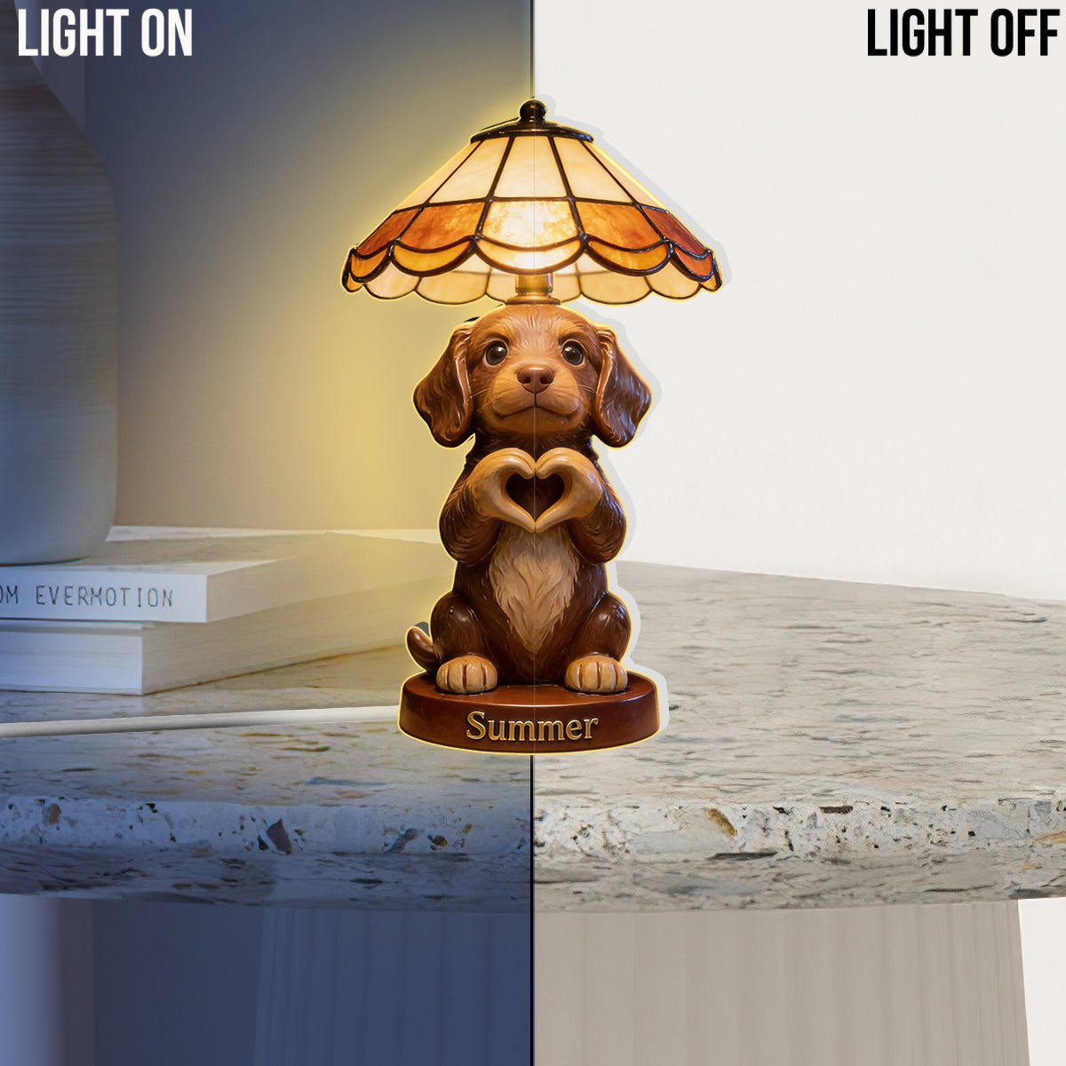 Personalized Fluffy Pomeranian Acrylic LED Night Light Pet Lover Gift