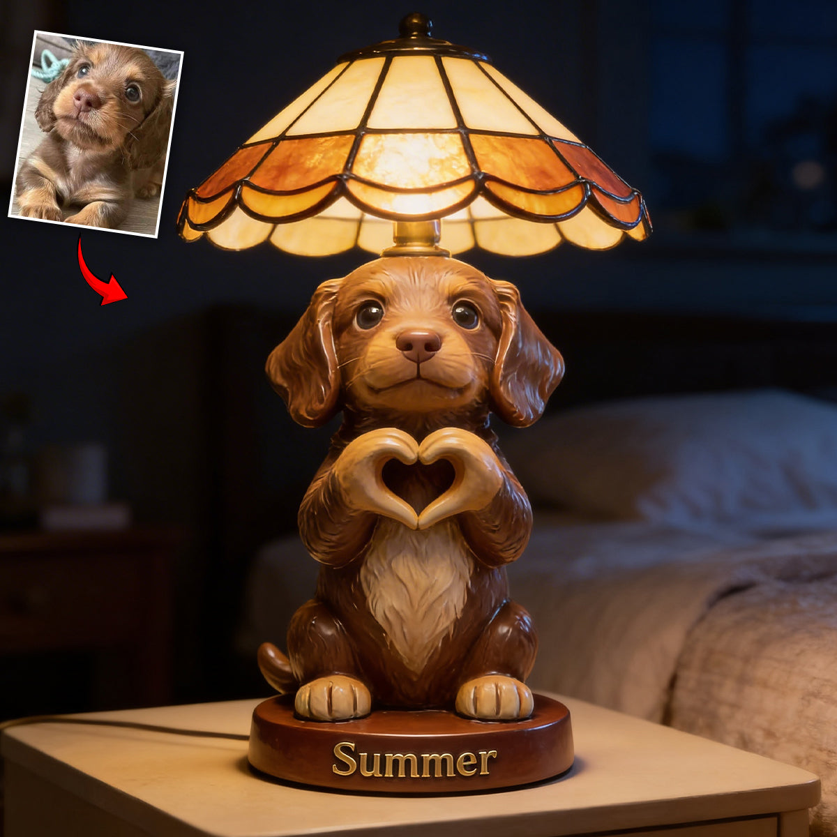 Personalized Blue Eyed Siberian Husky Acrylic LED Night Light Dog Lover Gift