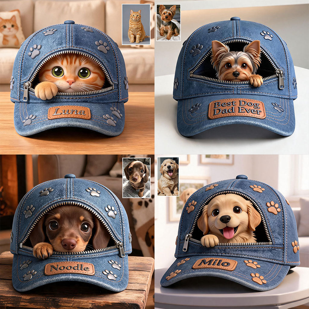 Custom Photo Tiny Yorkshire Terrier Classic Cap Dog Lover Gift