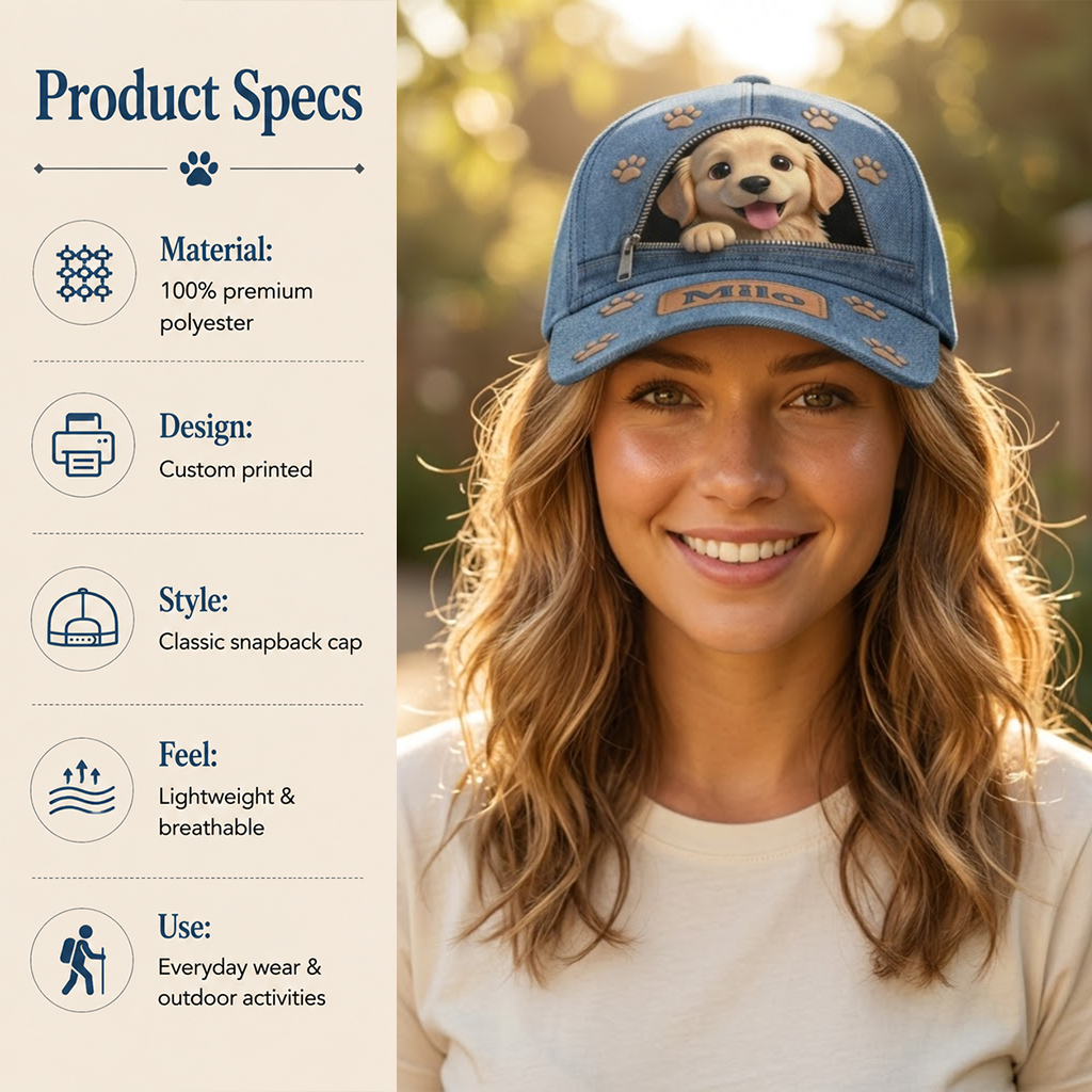 Custom Photo Fluffy Blue-Eyed Siberian Husky Classic Cap Dog Lover Gift