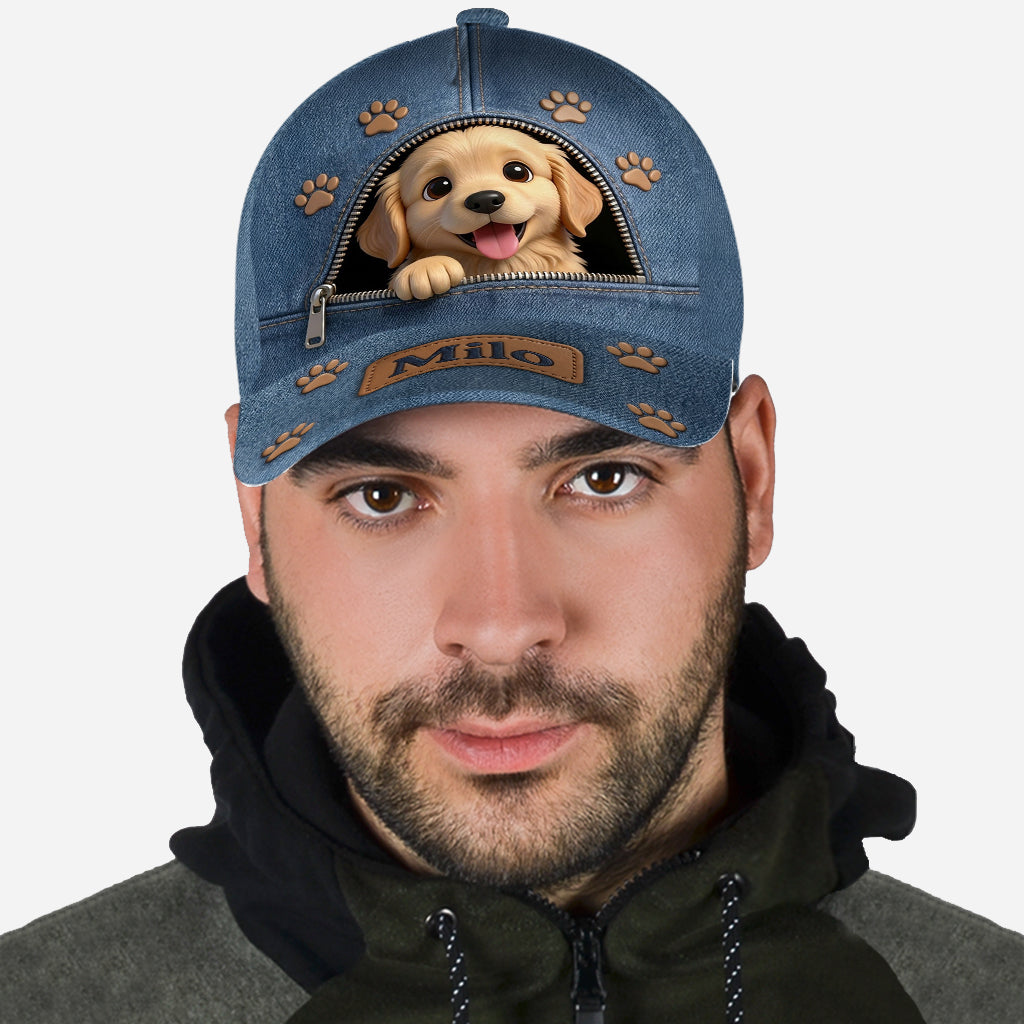 Custom Photo Golden Retriever Puppy Classic Cap Dog Lover Gift