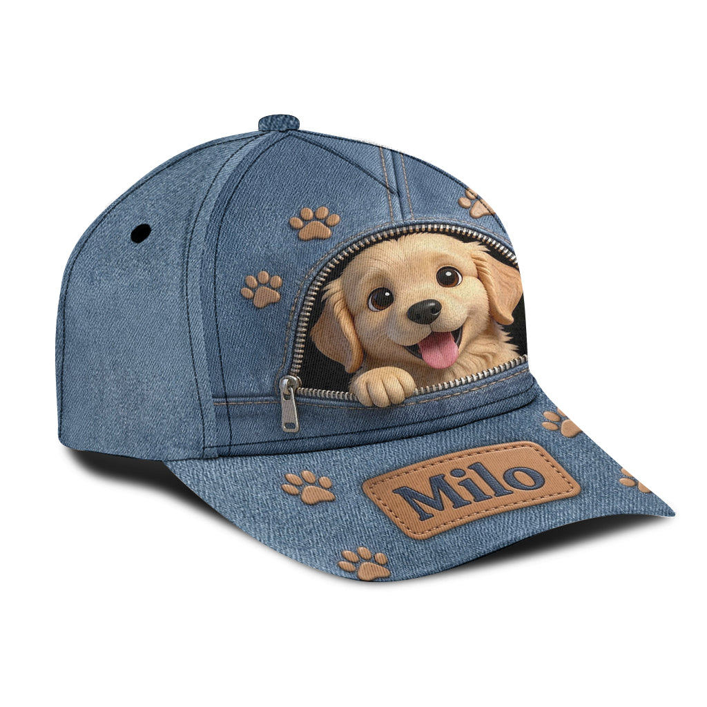 Custom Photo Golden Retriever Puppy Classic Cap Dog Lover Gift