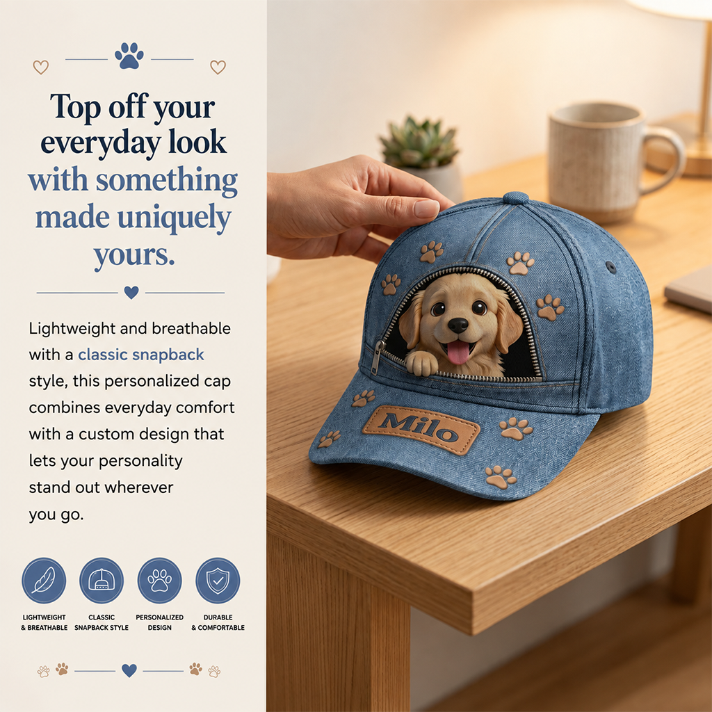 Custom Photo Fluffy Shih Tzu Classic Cap Dog Lover Gift