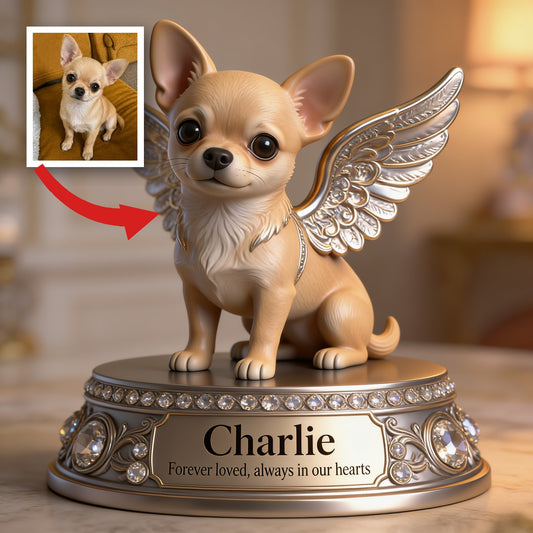 Personalized Winged Tan Chihuahua Custom Shaped Acrylic Plaque Pet Memorial Gift