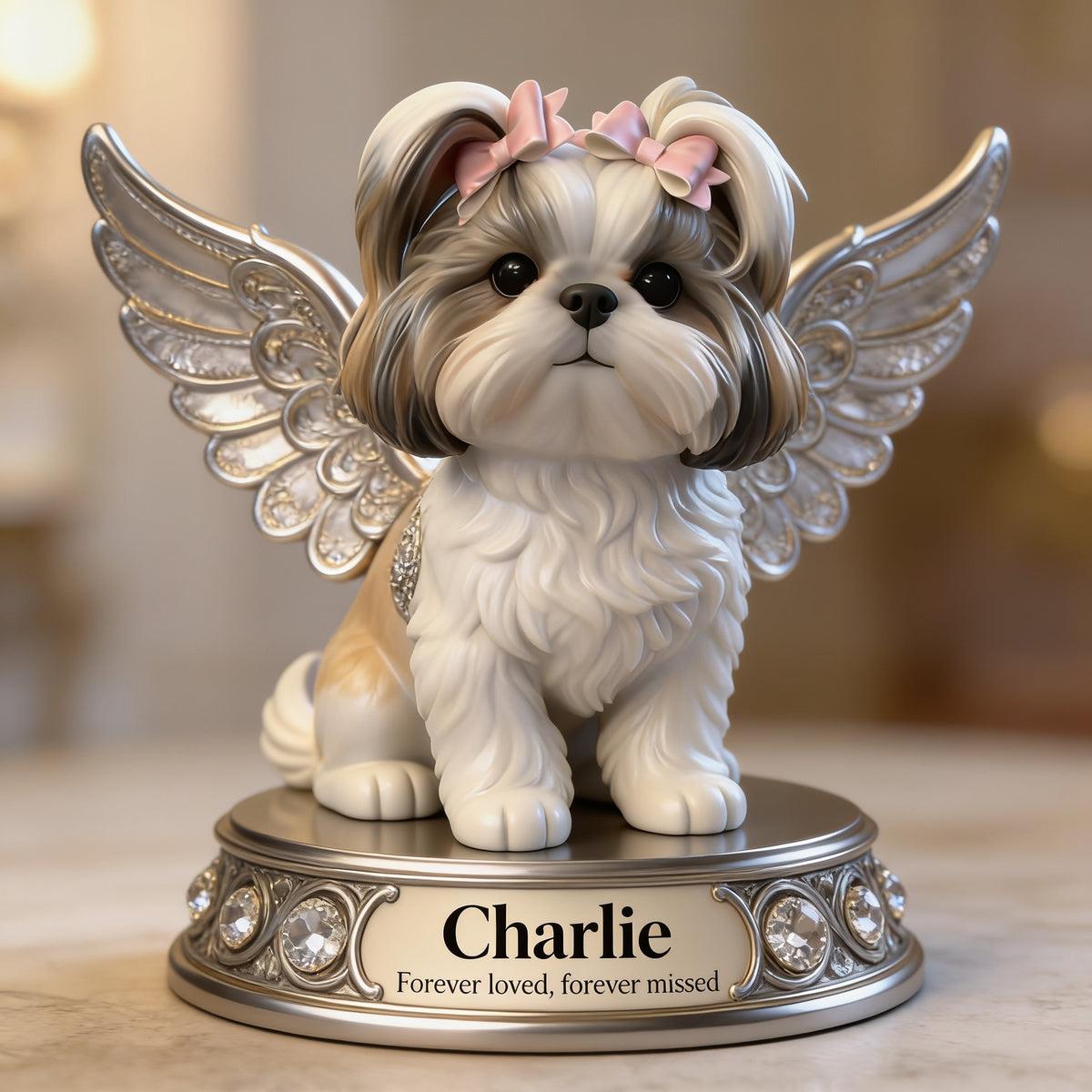 Personalized Angel Shih Tzu Custom Shaped Acrylic Plaque Pet Memorial Gift