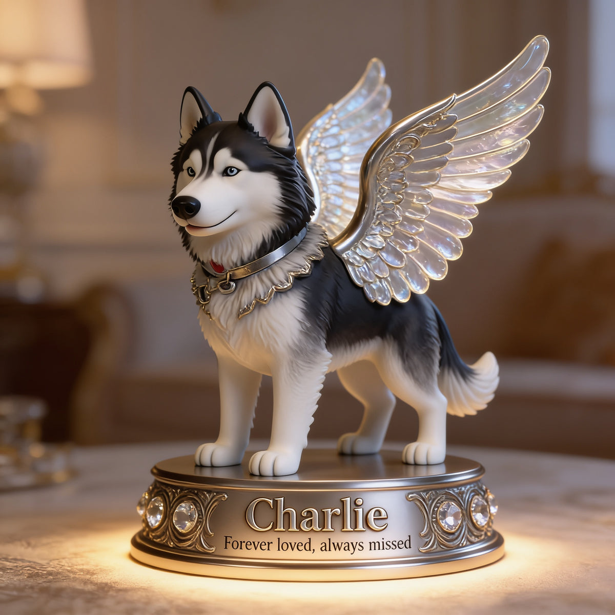 Personalized Angel Siberian Husky Custom Shaped Acrylic Plaque Memorial Gift