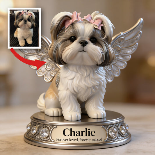 Personalized Angel Shih Tzu Custom Shaped Acrylic Plaque Pet Memorial Gift