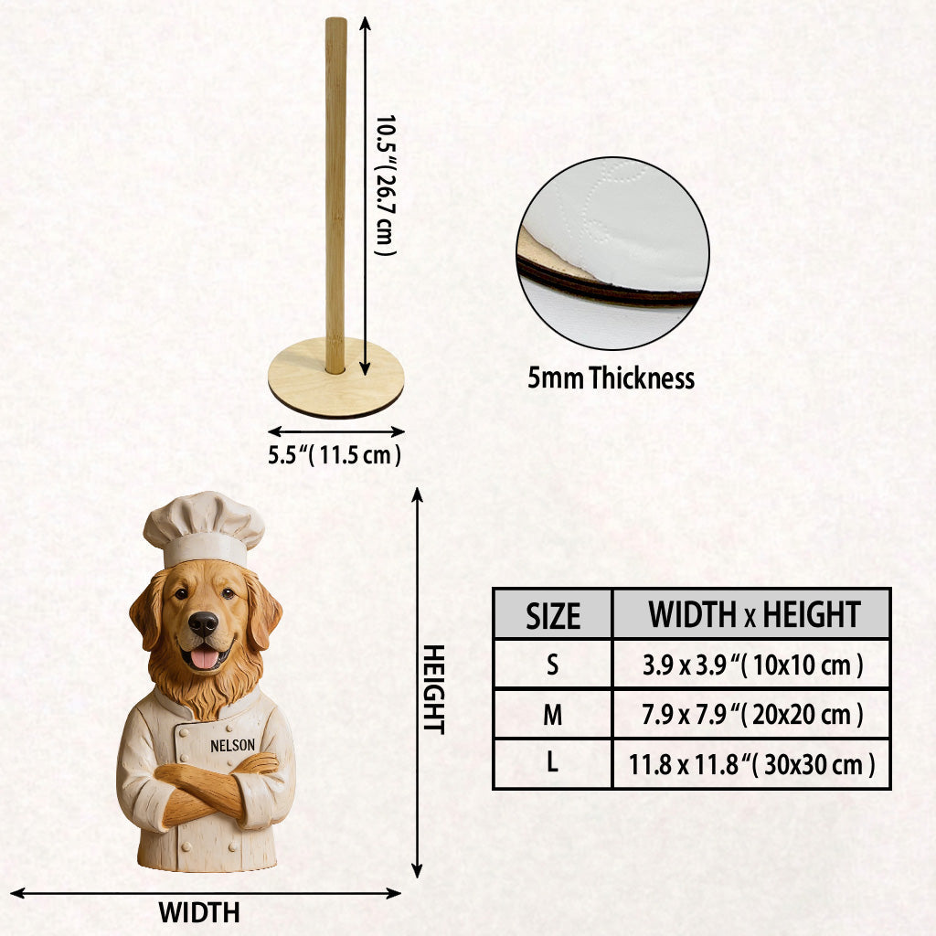 Personalized Welsh Corgi Chef Wooden Paper Towel Stand Kitchen Counter Decor Gift