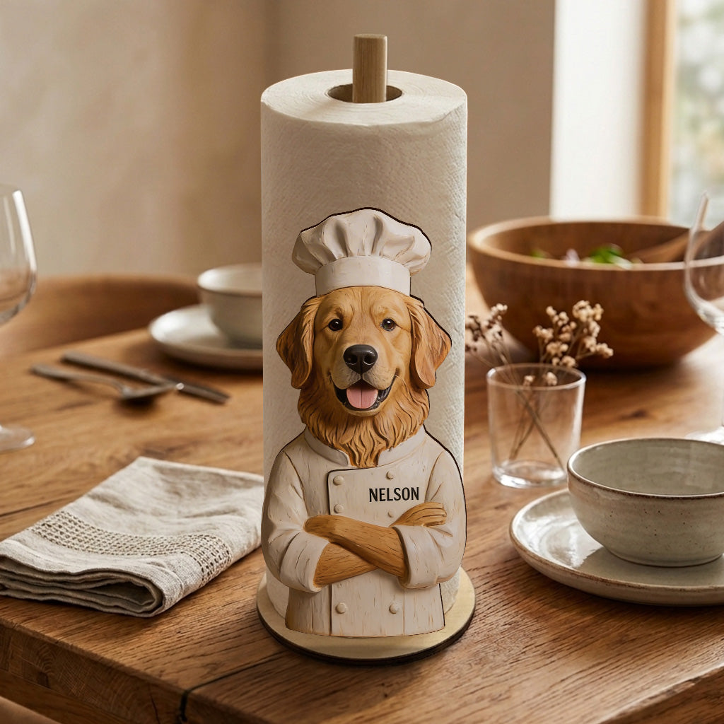 Personalized German Shepherd Chef Paper Towel Stand Kitchen Decor