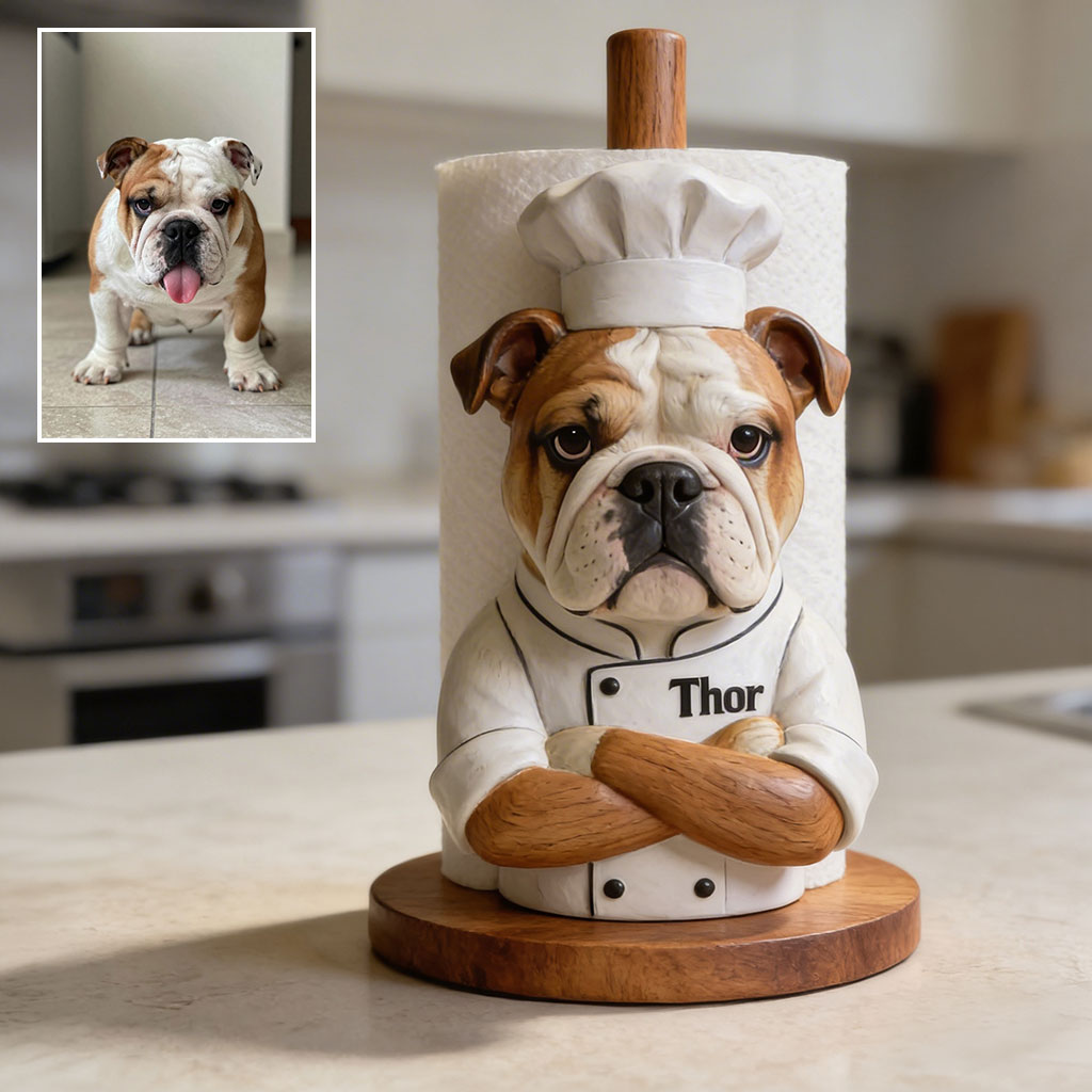 Personalized German Shepherd Chef Paper Towel Stand Kitchen Decor