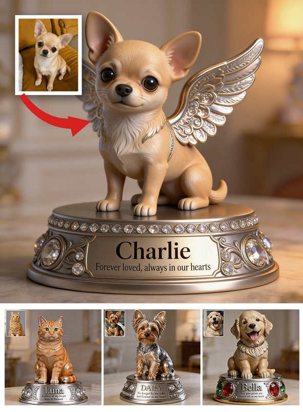 Personalized Winged Tan Chihuahua Custom Shaped Acrylic Plaque Pet Memorial Gift