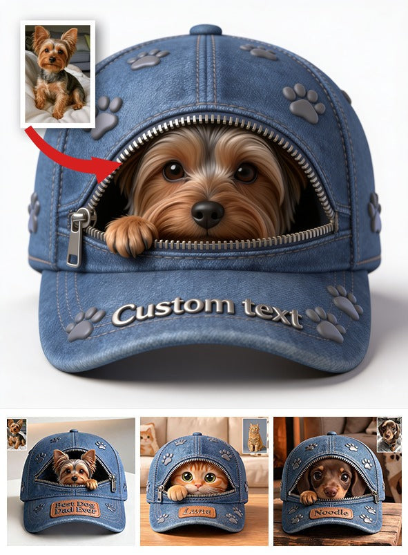 Custom Photo Tiny Yorkshire Terrier Classic Cap Dog Lover Gift