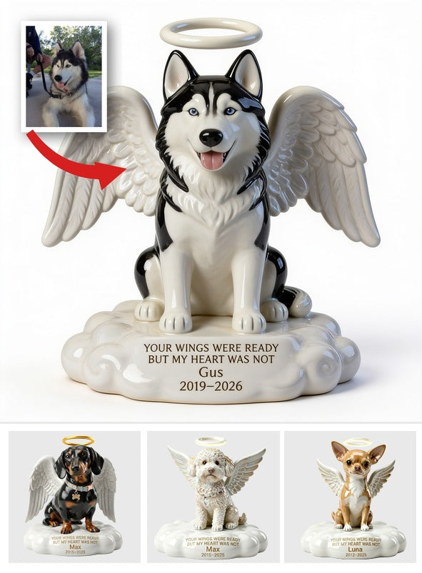 Custom Photo Siberian Husky Angel Memorial Shaped Acrylic Plaque Pet Memorial Gift