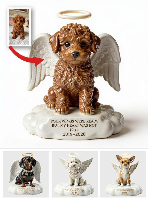 Custom Photo Brown Toy Poodle Angel Dog Memorial Custom Shaped Acrylic Plaque Pet Loss Keepsake