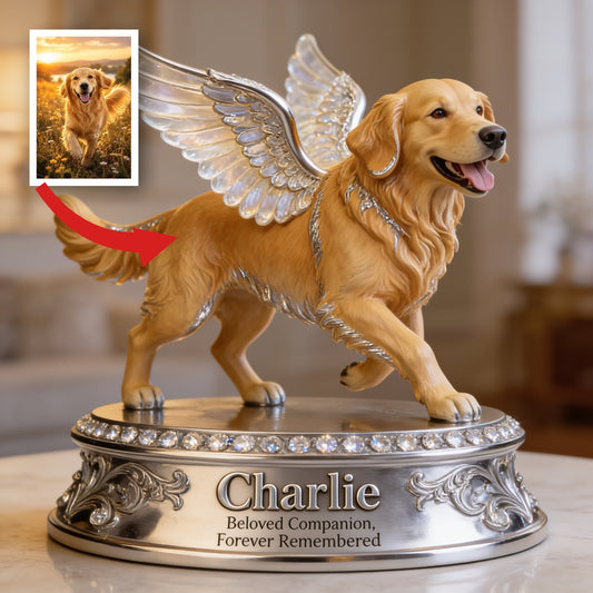 Personalized Angel Wing Golden Retriever Shaped Acrylic Plaque Pet Memorial Gift
