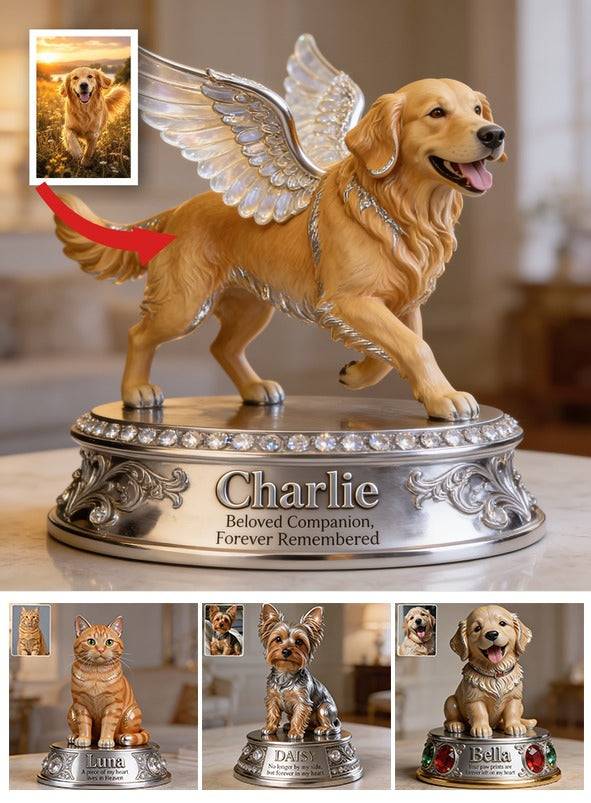 Personalized Angel Wing Golden Retriever Shaped Acrylic Plaque Pet Memorial Gift