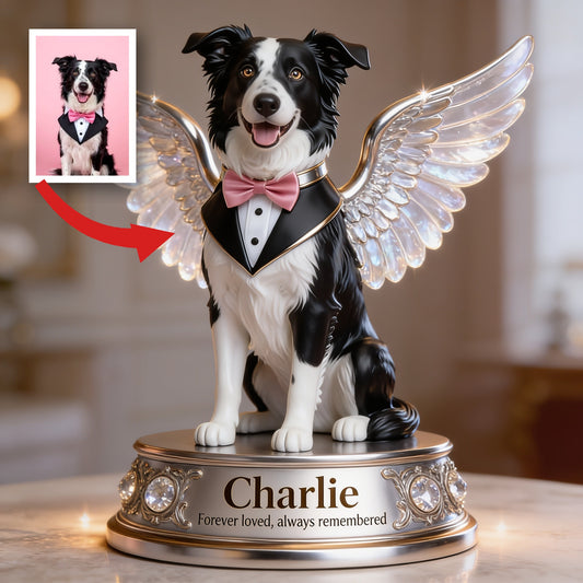 Personalized Border Collie Angel Custom Shaped Acrylic Plaque Dog Memorial Gift
