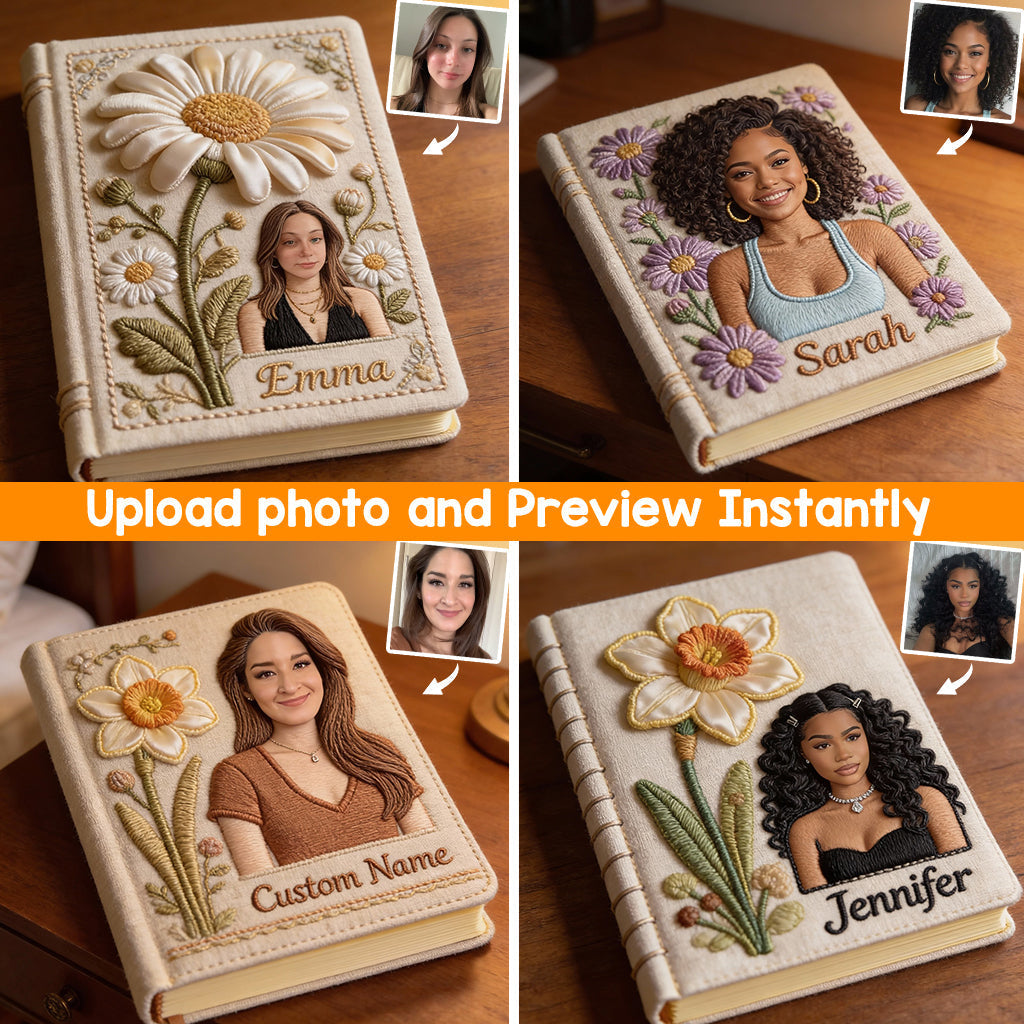 Personalized Birth Month Flower Leather Journal Custom Name Gift For Latina Mom