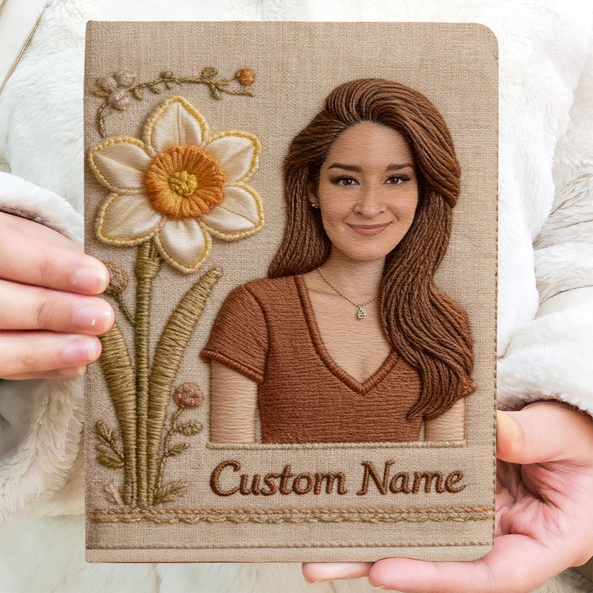 Personalized Birth Month Flower Leather Journal Custom Name Gift For Latina Mom
