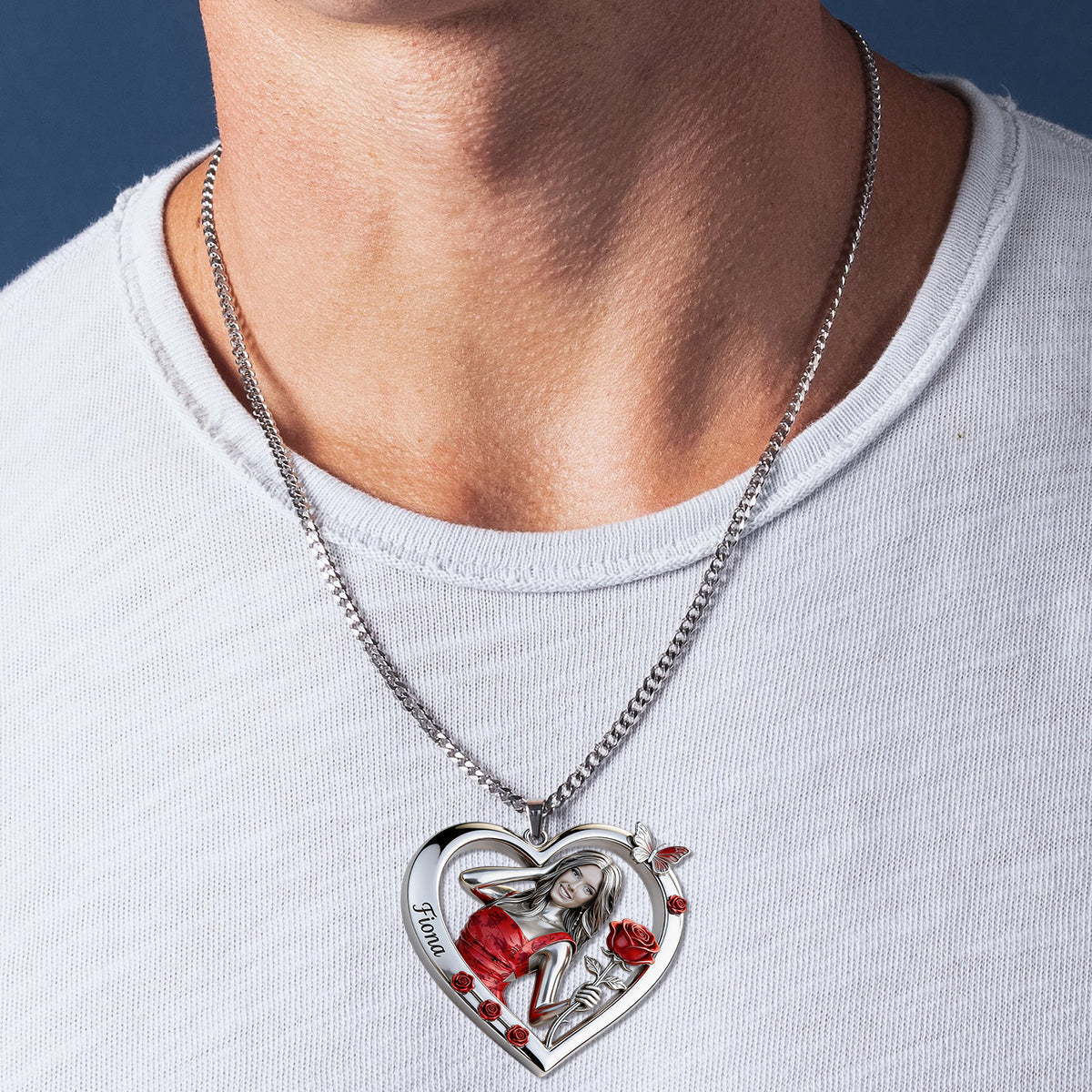 Collier Pendentif Cœur Femme Noire Fleurs de Mois de Naissance Personnalisé