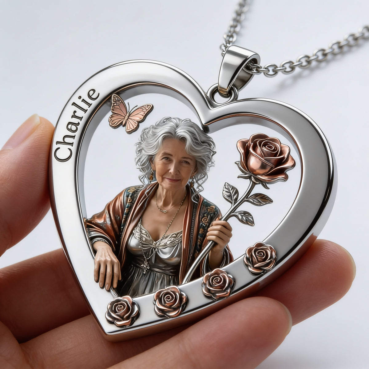 Collier Pendentif Cœur Femme Latine Fleurs de Mois de Naissance Personnalisé