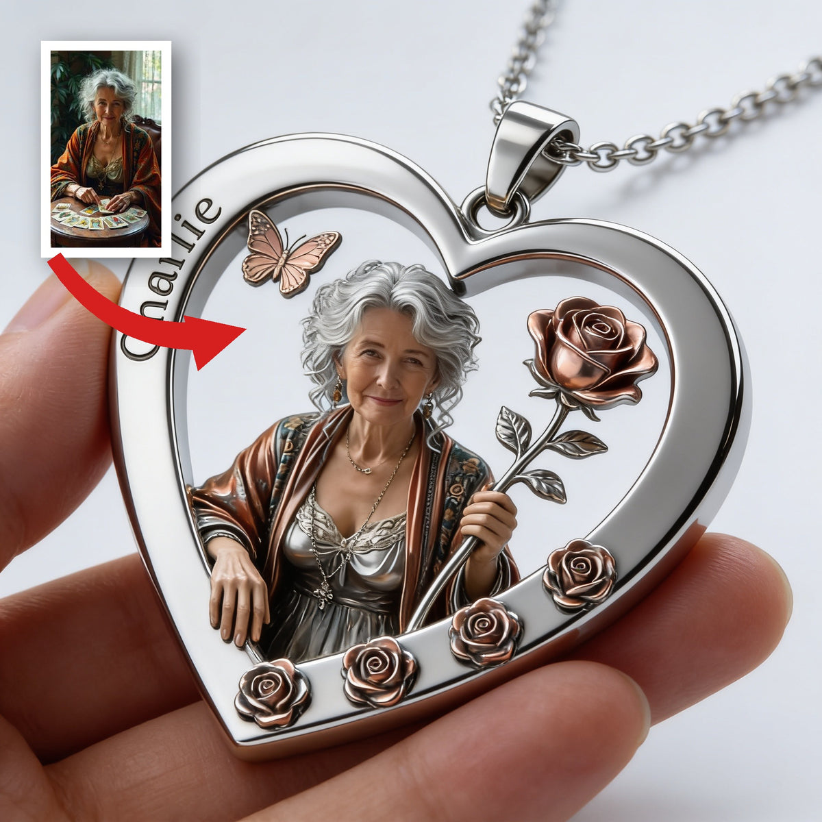 Collier Pendentif Cœur Femme Latine Fleurs de Mois de Naissance Personnalisé