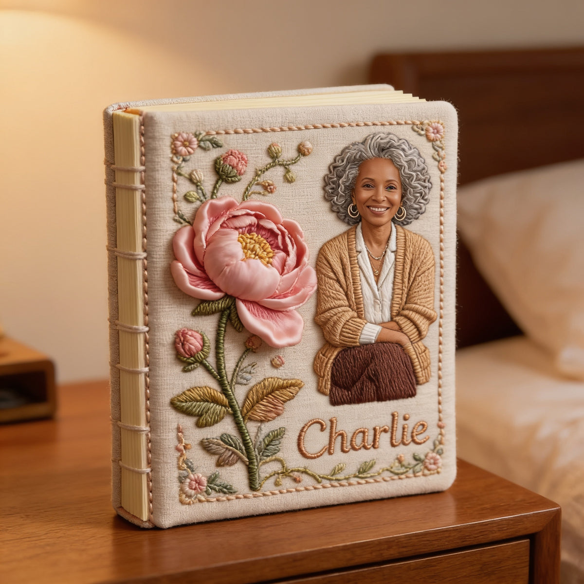 Personalized Birth Month Flower Black Woman Leather Journal Self Love Gift