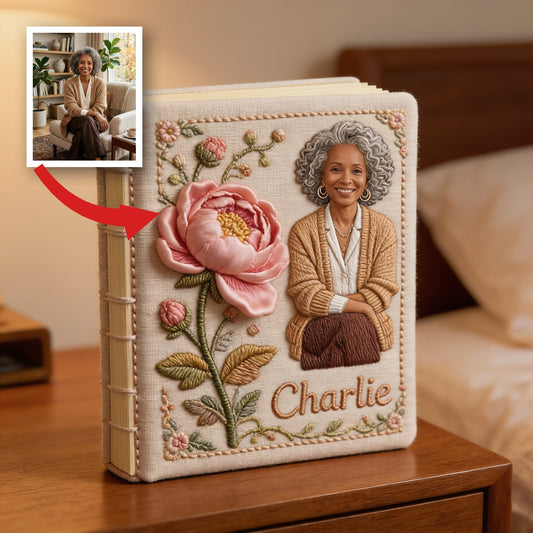 Personalized Birth Month Flower Black Woman Leather Journal Self Love Gift