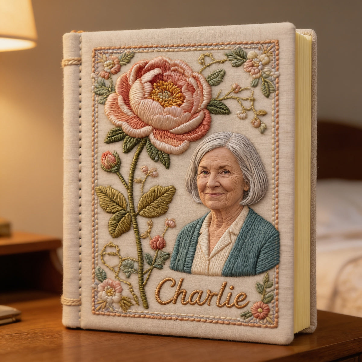 Personalized Birth Month Flower Elderly Grandma Leather Journal Keepsake Gift