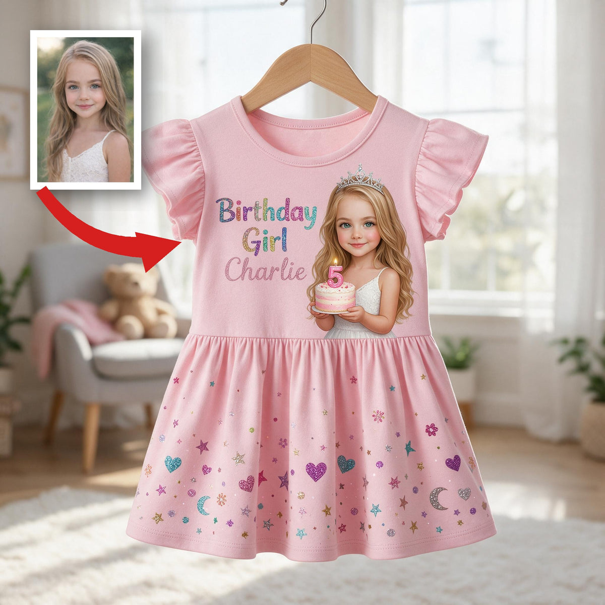 Robe à Volants Personnalisée pour Anniversaire Fille, Cadeau pour Filleule Nièce Petite-Fille