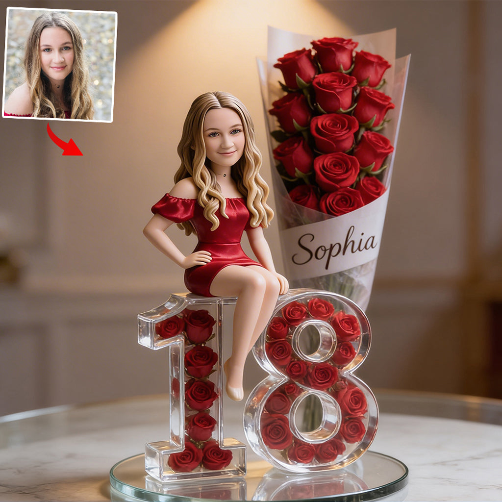 Personalized 21st Birthday Man Flower Bouquet Custom Shaped Acrylic Plaque Gift For Him