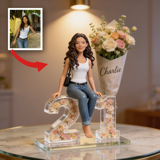 Personalized 21st Birthday Latina Woman Flower Bouquet Acrylic Plaque Gift For Her