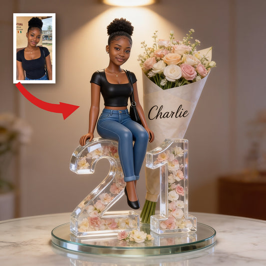Personalized Birthday Black Woman 21st Custom Shaped Acrylic Plaque Gift For Her
