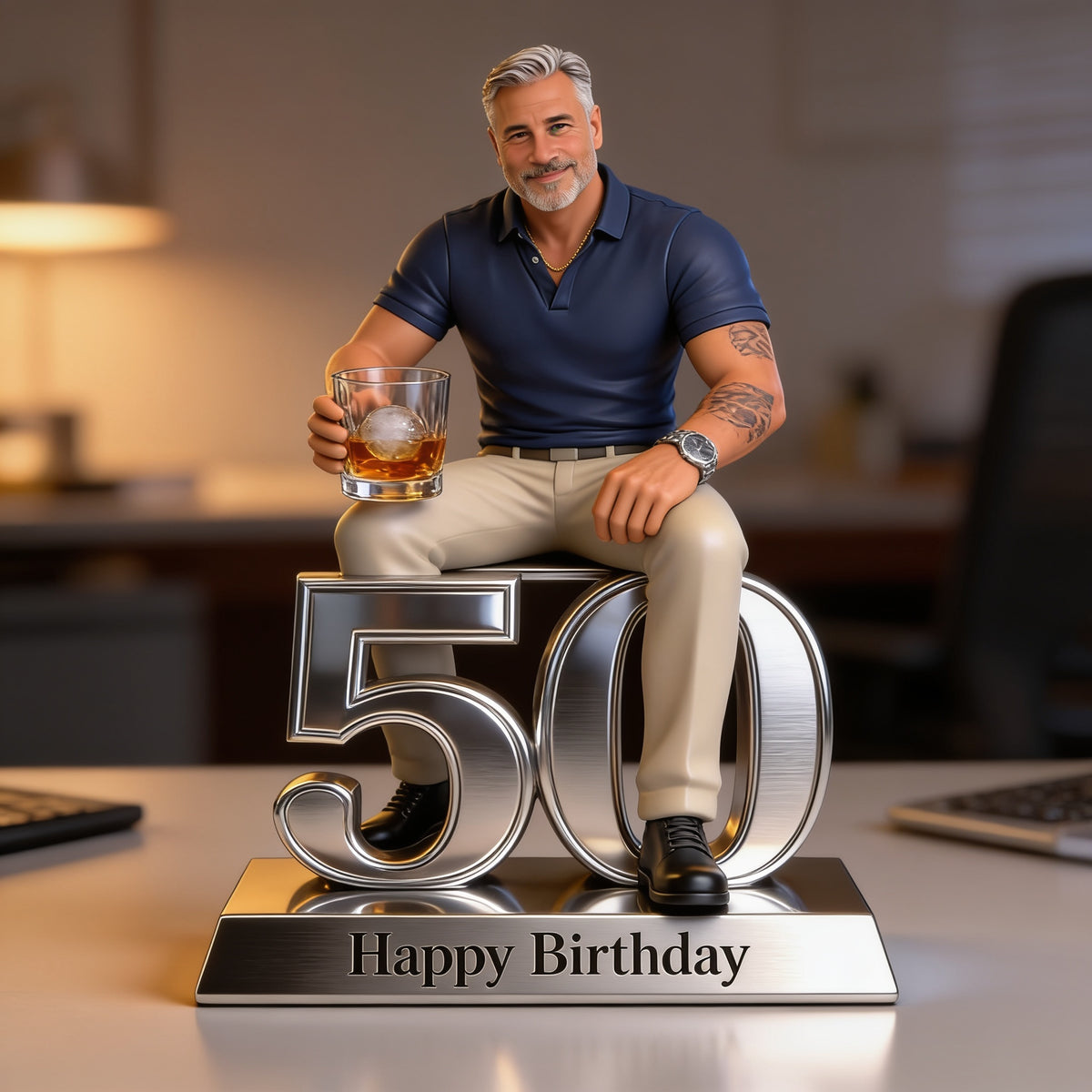 Personalized 50th Birthday Older Latina Man Custom Shaped Acrylic Plaque Gift for Dad Husband Grandpa