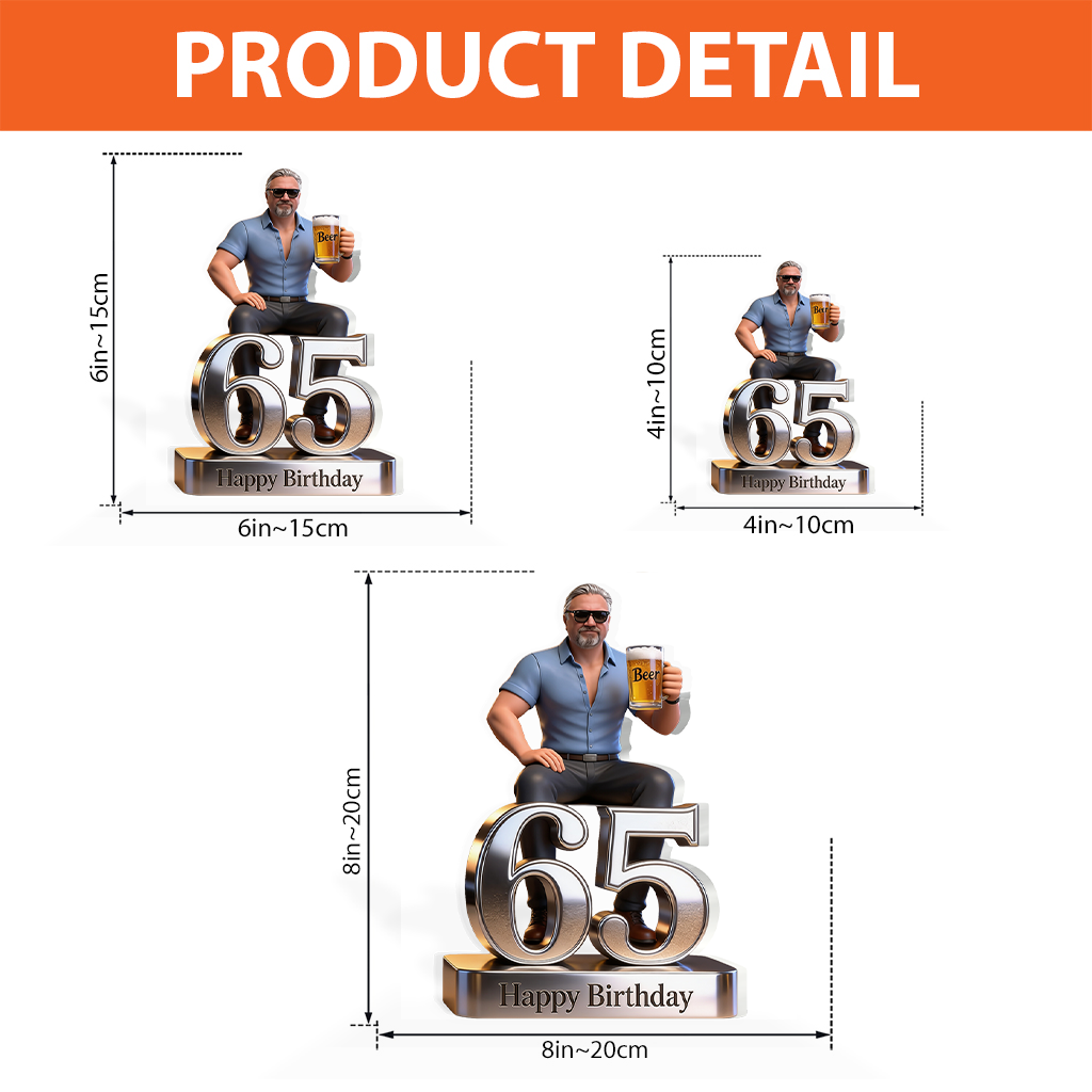 Personalized 50th Birthday Older Latina Man Custom Shaped Acrylic Plaque Gift for Dad Husband Grandpa