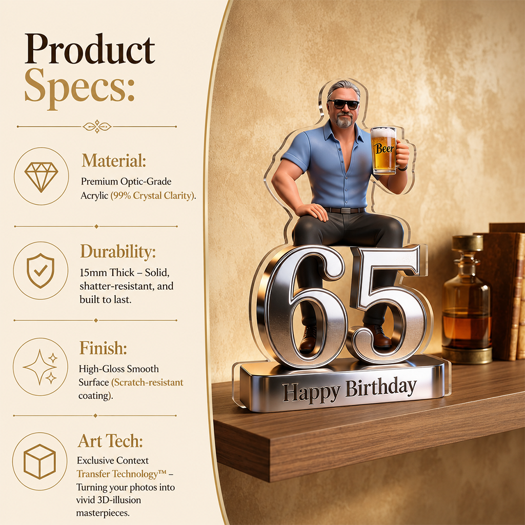 Personalized Birthday Senior Black Man 50th Acrylic Plaque Gift for Dad Husband Grandpa