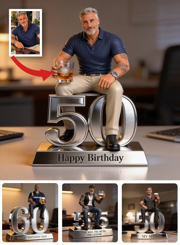 Personalized 50th Birthday Older Latina Man Custom Shaped Acrylic Plaque Gift for Dad Husband Grandpa